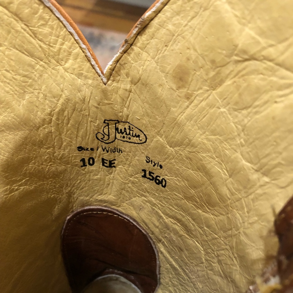 Justin Marbled Chestnut Brown Deerlite Cowboy Boots - Picture 6 of 10